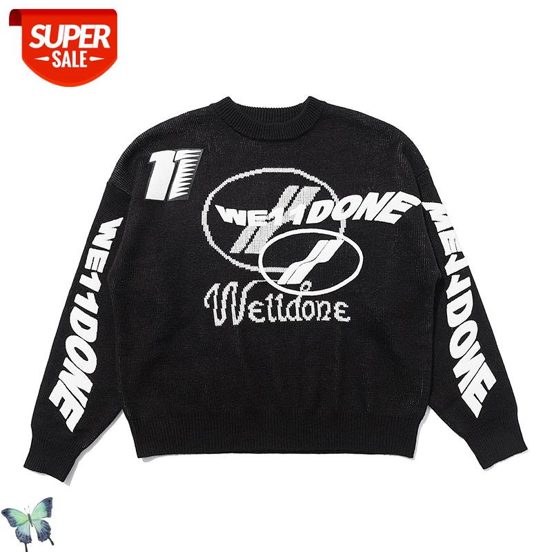 

Autumn Winter WellDone Vintage Thick Wool Sweater Men Women High Quality Oversized Sweater Well Done Hip-hop Pullover Sweatshirt #rr6b, White;black