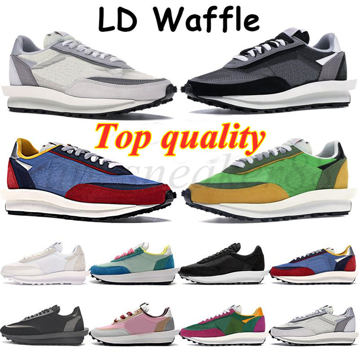 

Mens run shoes LD Waffle pine green blue pink purple yellow university red multi suede triple black white nylon classic sneakers