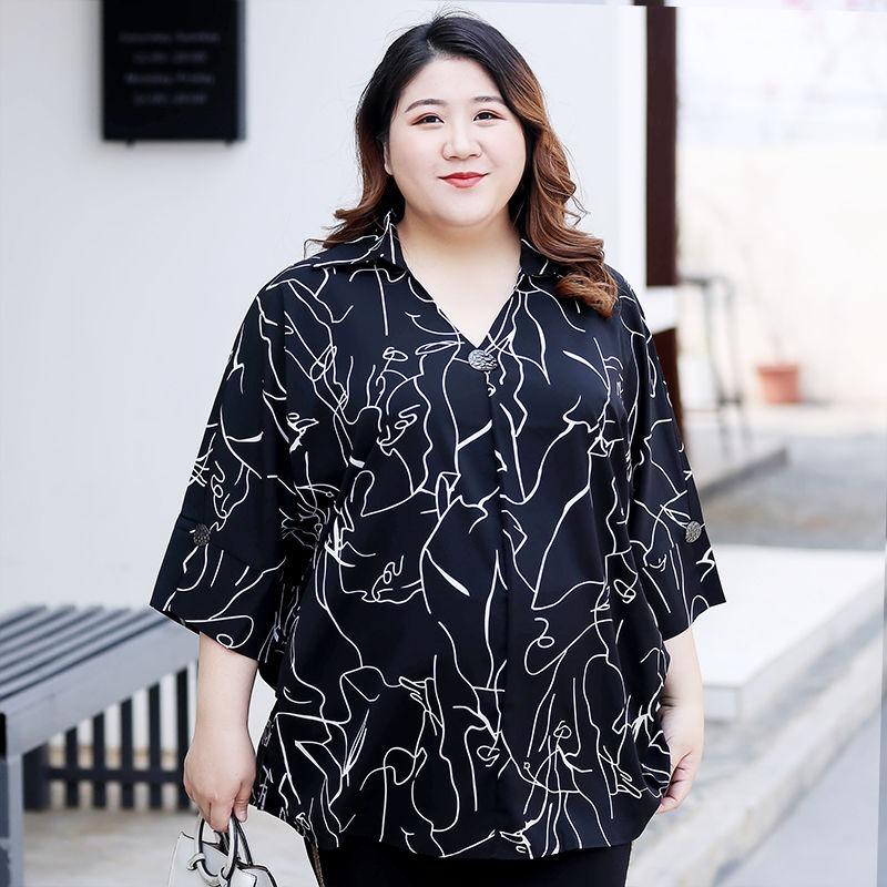 

Women's Blouses & Shirts Vintage Print Chiffon Blouse Women Blusas Mujer De Moda 2021 Summer Short Sleeve Plus Size Shirt Femininas Tops 4XL, White