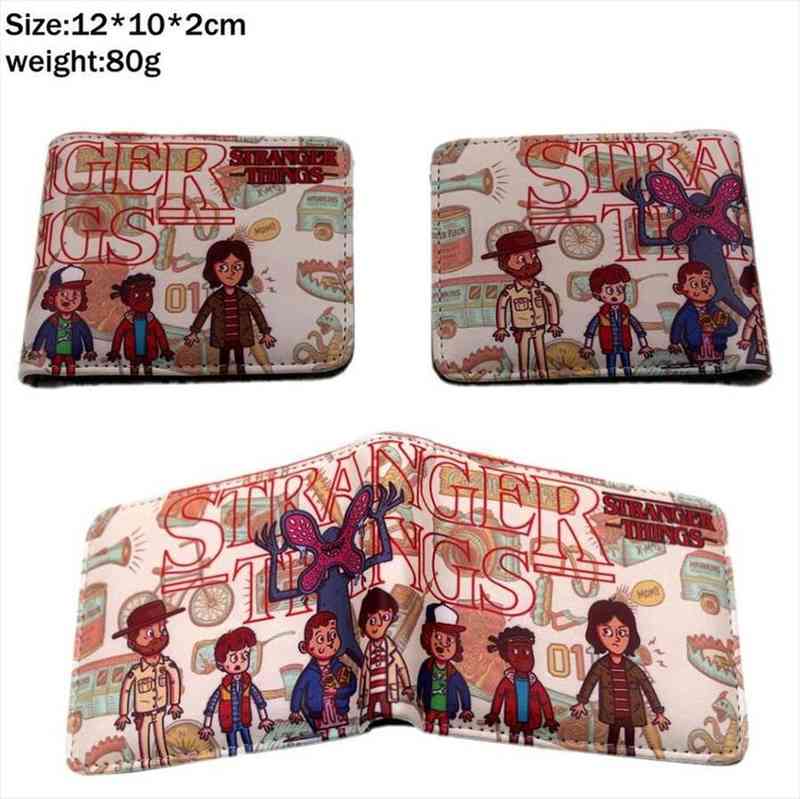 

stranger things will mike pu short wallet leather boys girls coin zip pocket bifold p card holder cartoon print purse, Red;black
