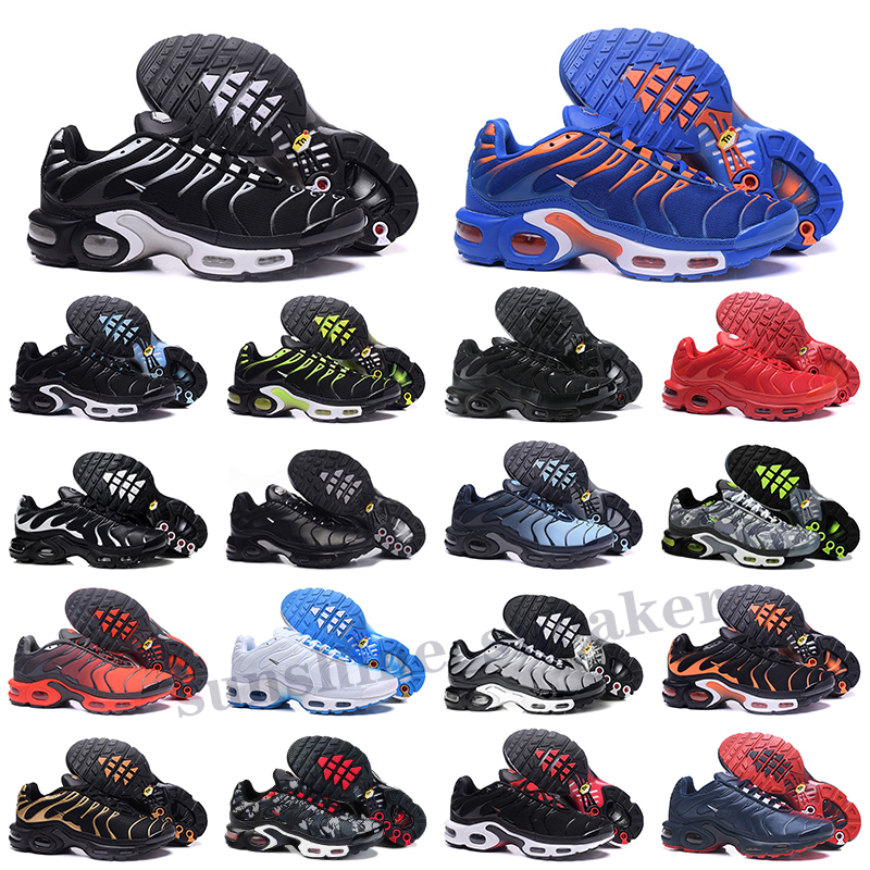 

Tn plus mens shoes triple white black multi hyper blue voltage purple scream green men women trainer sports sneakers size 40 45, Color 1