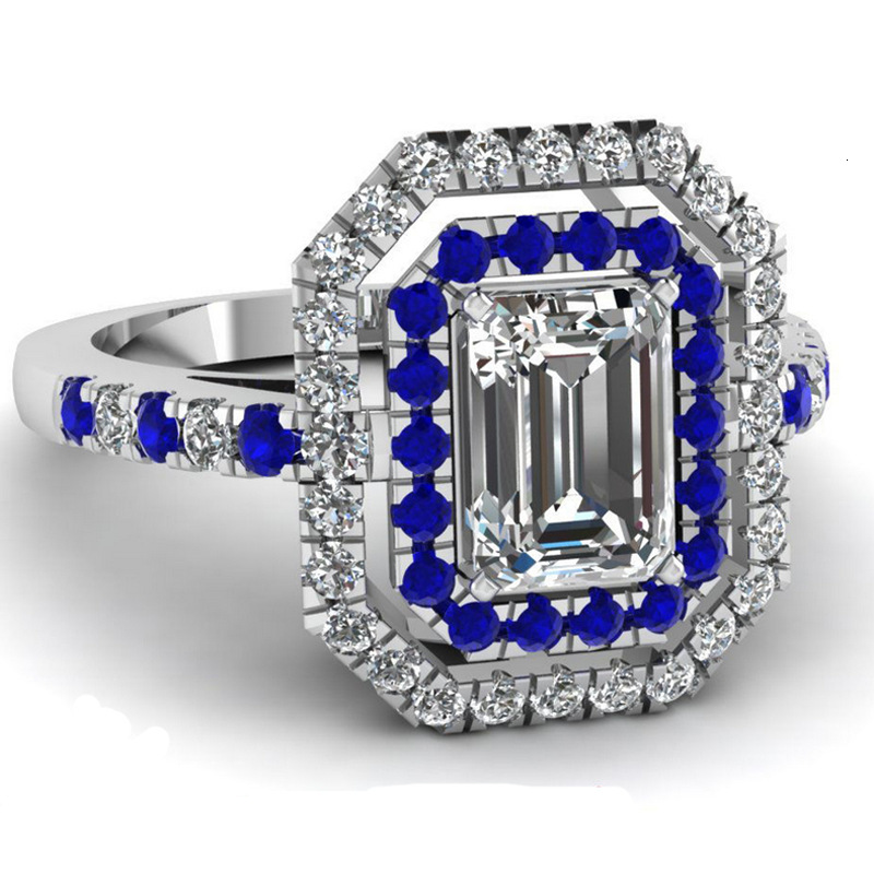 

Mens and womens RING fashion luxury Blue Zircon women's silver plated jewelry