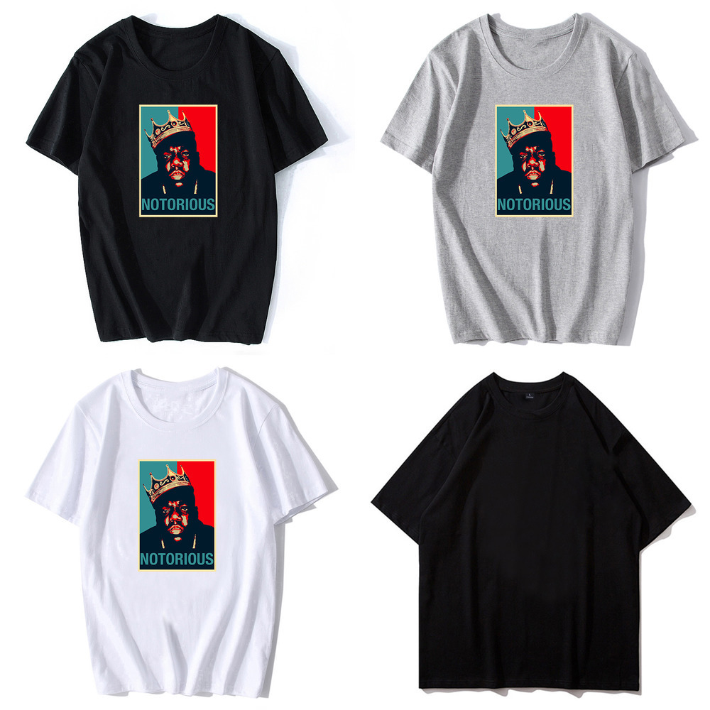 

R.I.P Notorious Big Shirt Men Short Sleeve Black Tshirt Hiphop Rock Biggie Smalls T Shirt Male Notorious B.I.G. T Shirts Hip Hop L0223, White;black
