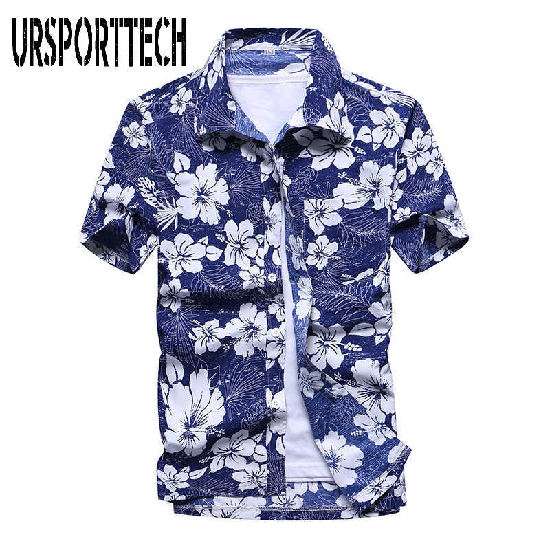 

Men Beach Shirt Summer Short Sleeve Palm Tree Printed Hawaiian Shirts Mens Holiday Vacation Clothing Chemise XS- 210721, 10