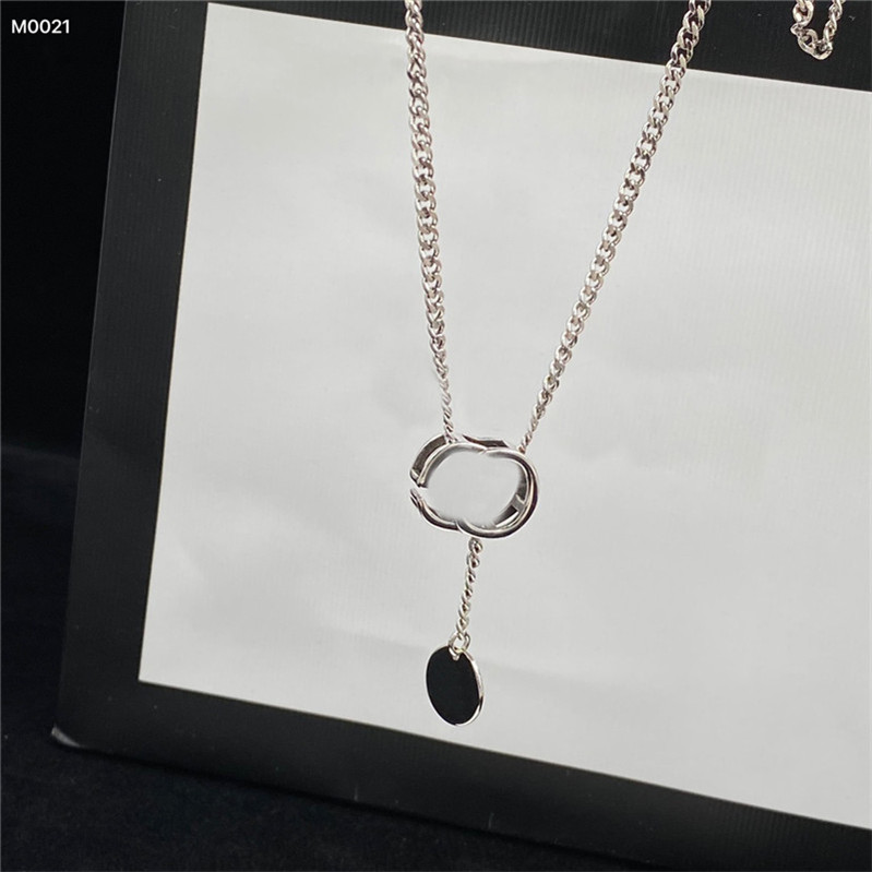 

Chic Double Letter Couple Necklaces Women Men Pendant Necklace Anniversary Date Pendant With Gift Box