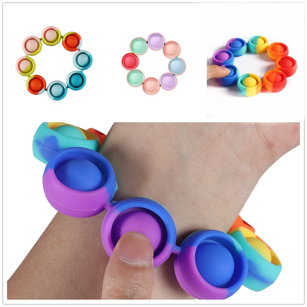 

3color Fidget Bracelet Reliver Stress Toys Rainbow Bubble Antistress Toy Adult Children Sensory Brace lace Relieve Autism zx32