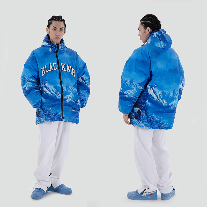 

2021 New Neve Montanha Jaquetas De Inverno Para Homens Streetwear Oversize Casual Com Capuz Casaco Acolchoado Grosso Bluso Folgado Wadded Qn, Blue