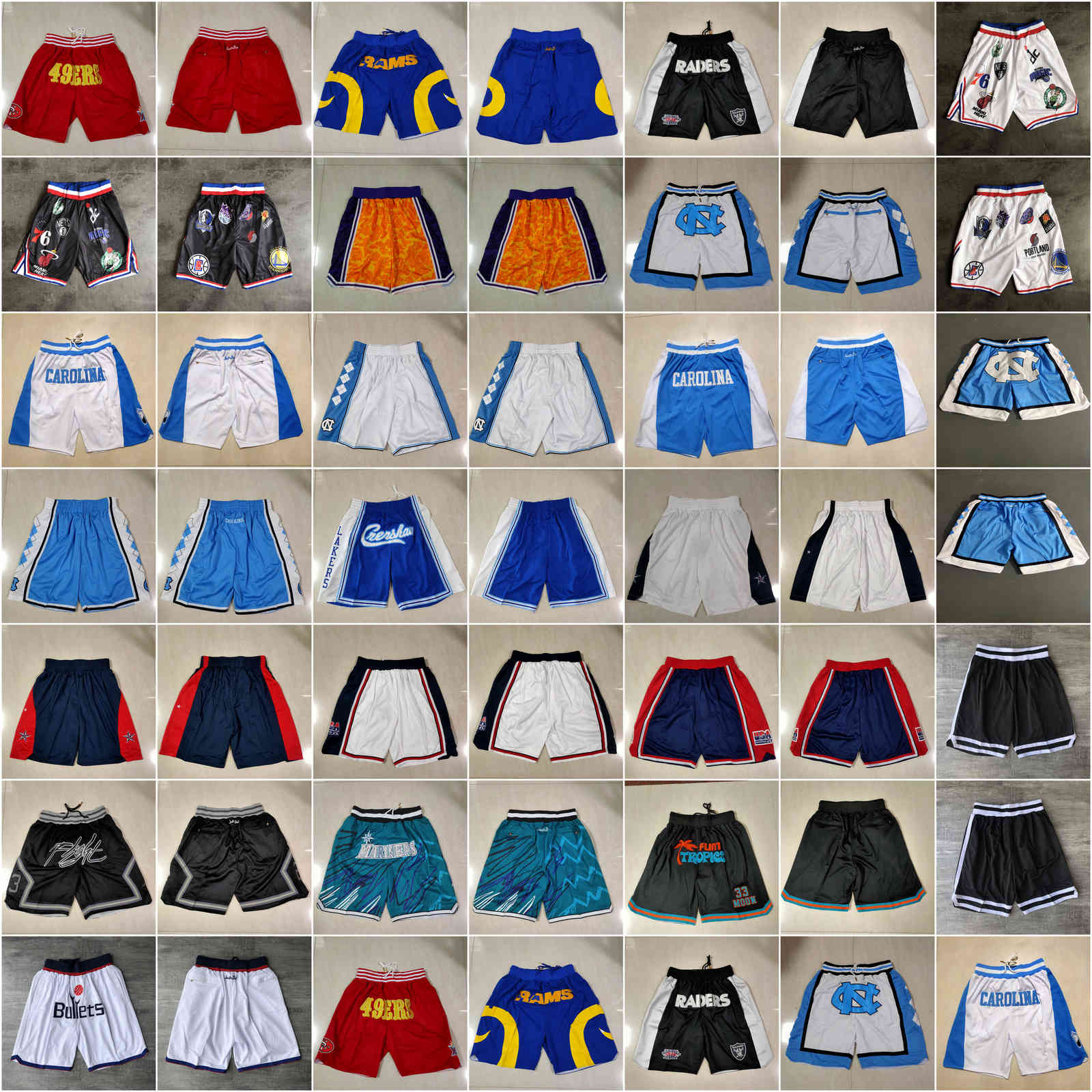 

Team Basketball Shorts Just Don North Carolina Tar Heels Retro Dream Flight Wear Sport Pant With Pocket Zipper Sweatpants Hip Pop Red Blue, As photo