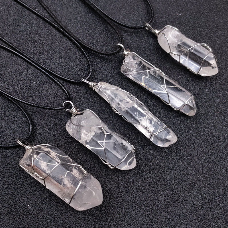 

Irregular Natural Crystal Stone Gold Silver Plated Pendant Necklaces With Rope Chain For Women Men Party Club Jewelry