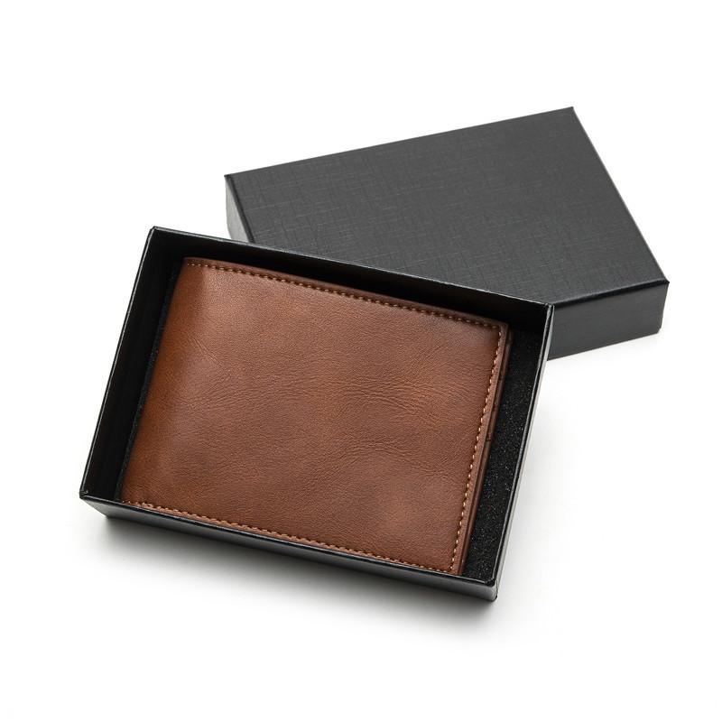 

ZOVYVOL 2021 New Men Wallets Ultra Thin Folding Wallet Vintage Money Bags Business Card Wallet Gift Box, Coffee yml001