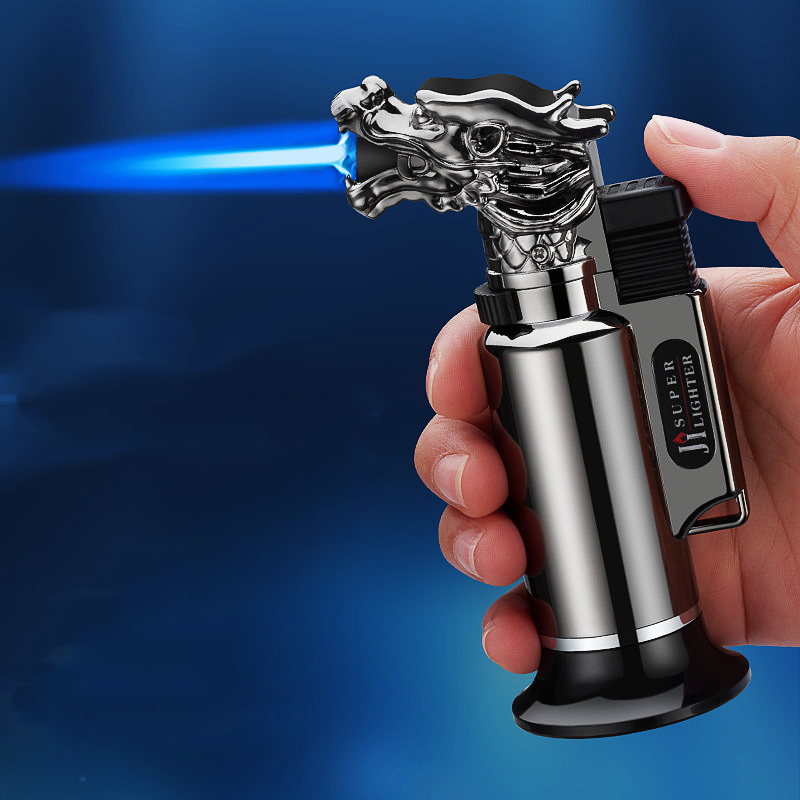 

Windproof Outdoor Torch Spray Gun Lighter Jet Turbo Gas Kitchen BBQ Metal Butane Cigar Pipe Lighter Dragon Gadgets