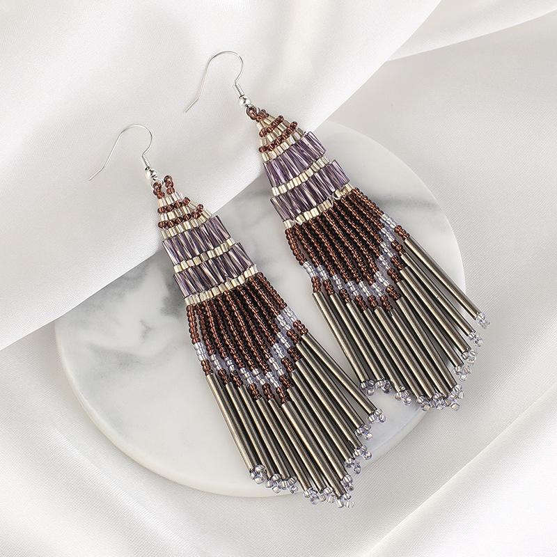 

Dangle & Chandelier Boho Style Tiny Bead Earrings For Women Handmade Beaded Ethnic Earring Female Bohemian Retro Tassel Earings Wholesale, Silver