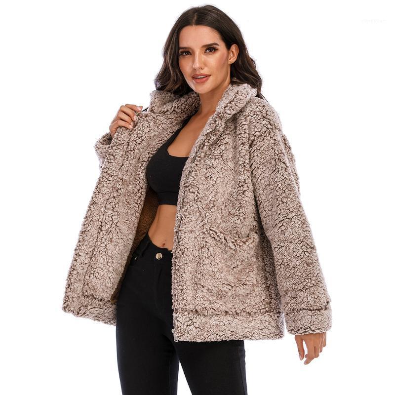 

Women' Fur & Faux 3XL Coat Female Autumn Winter Teddy Women Zipper Jacket Plus Size Ladies Plush Overcoat, Royal blue