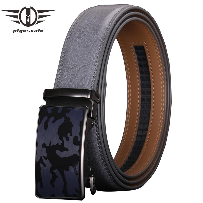Belts Camouflage Automatic Ratchet Buckle Men Belt High Quality Cow Genuine Leather Luxury Gray Men's Casual Formal Dress B291