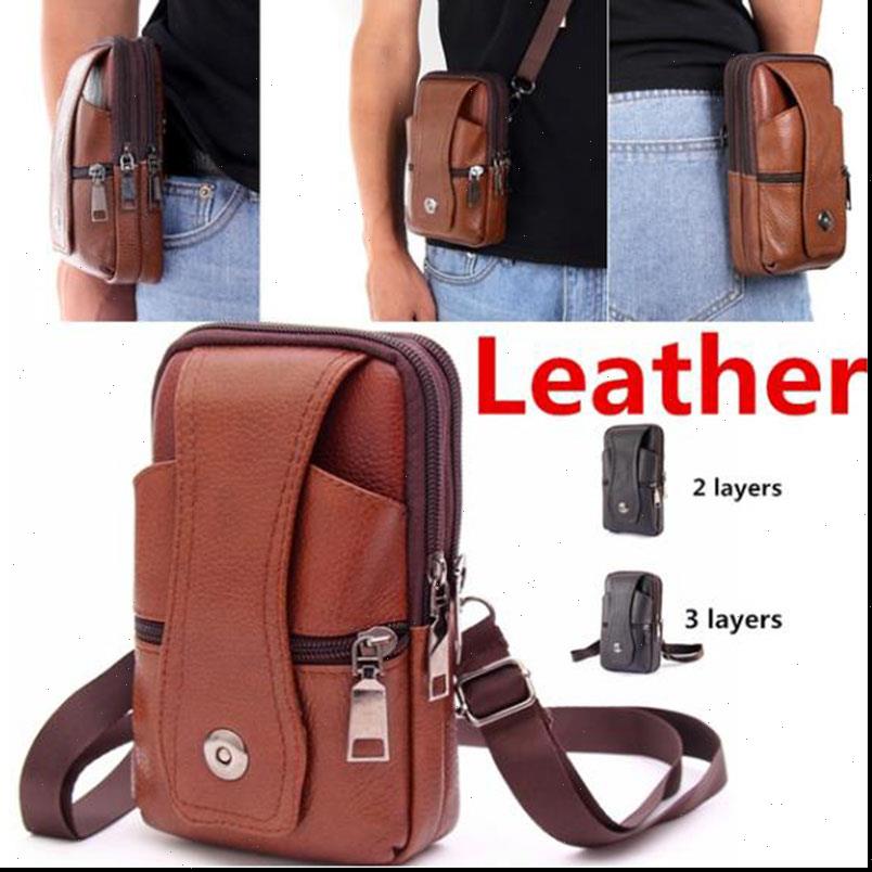 

mens genuine leather cowhide vintage waist bag belt pouch purse fanny pack for cell phone loop holster
