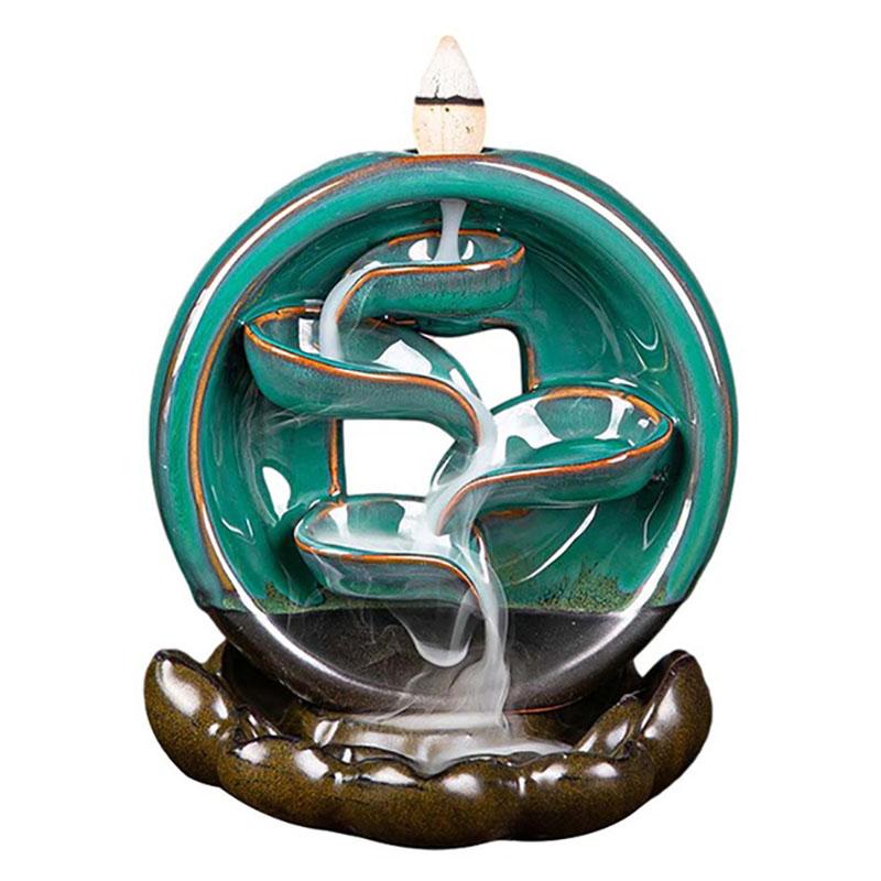 

Handmade Classic Chinese Ceramic Craft Gifts Creative Home Decor Peaceful Backflow Incense Burner Zen Waterfall Censer Fragrance Lamps