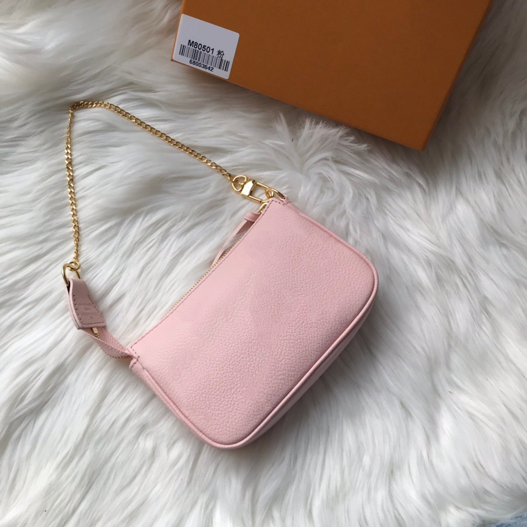 

Top Quality Woman Luxury designer Wallet Mini Pochette Accessoires Empreinte Leather M80501 Lvxury purse Saddle Bag, Pink