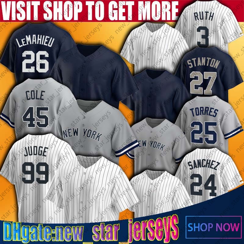 

Aaron Judge Jersey New Custom York Dj Lemahieu Jerseys Gerrit Cole Derek Jeter Gary Sanchez Jersey Gleyber Torres Giancarlo Stanton Kluber, Blue;black