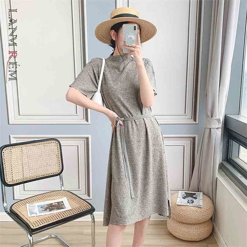 

Summer Dress For Women Turtleneck Short Sleeve Casual Bandage Dresses Female Elegant Streetwear 2D3600 210526, As shown in figure