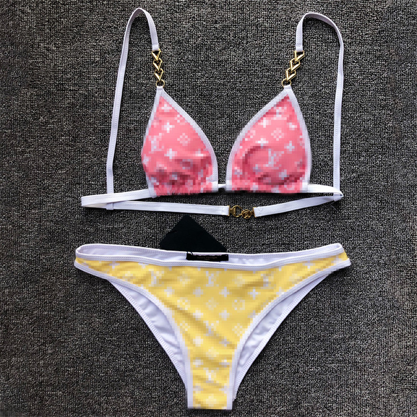 

2021 Letter Print Bikini Set Sexy Womens Swimwears Designer Split Swimsuit Stretch Soft Swimwear Vacation, 03