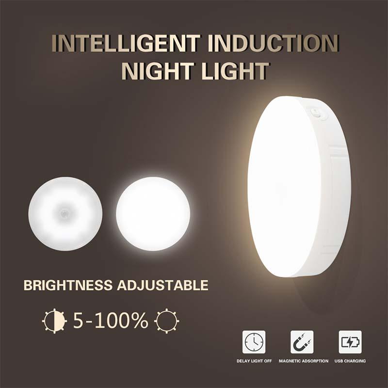 

Night Lights LED USB Rechargeable Dimmable PIR Motion Sensor Lamp For Home Room Bedroom Kitchen Wireless Closet Light