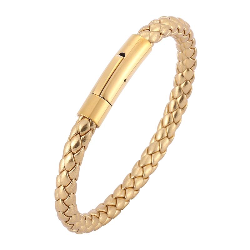 

Charm Bracelets 2021 Fashion Luxury Gold Color Stainless Steel Buckle Men & Bangles Man Hand Chain Jewelry Gift BB0519J