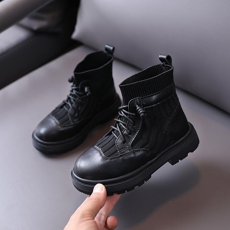

Boots Flying Girls 2021 Autumn And Winter Children' Short, Black;grey