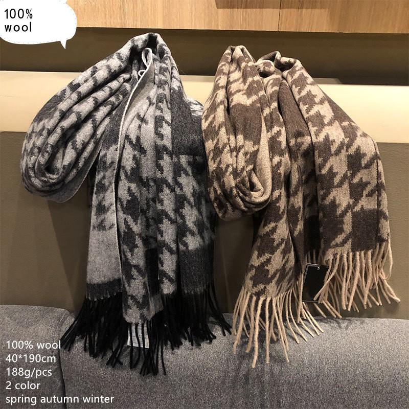 

Scarves Naizaiga 100% Lamb Wool Hound Stooth Camel Gray Long Small Men Shawl Girl Scarf , JRSM641