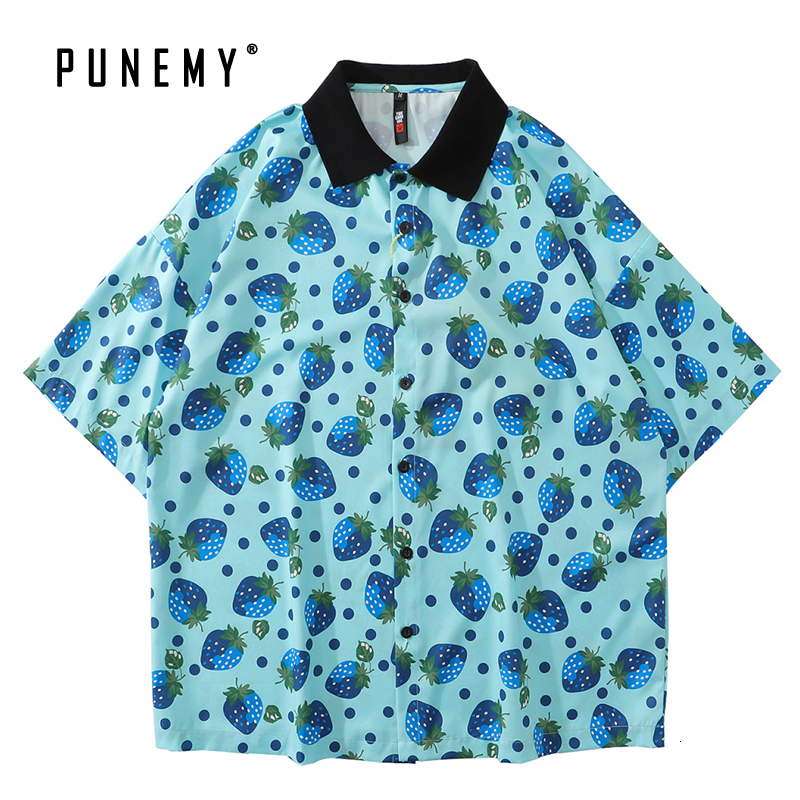 

2021 New t Shirt Men Retro Full Strawberry Print Tops Tee Hip Hop Streetwear Summer Beach Tshirt Brand Clothing Casual Man's T-shirt O6sn, Pink