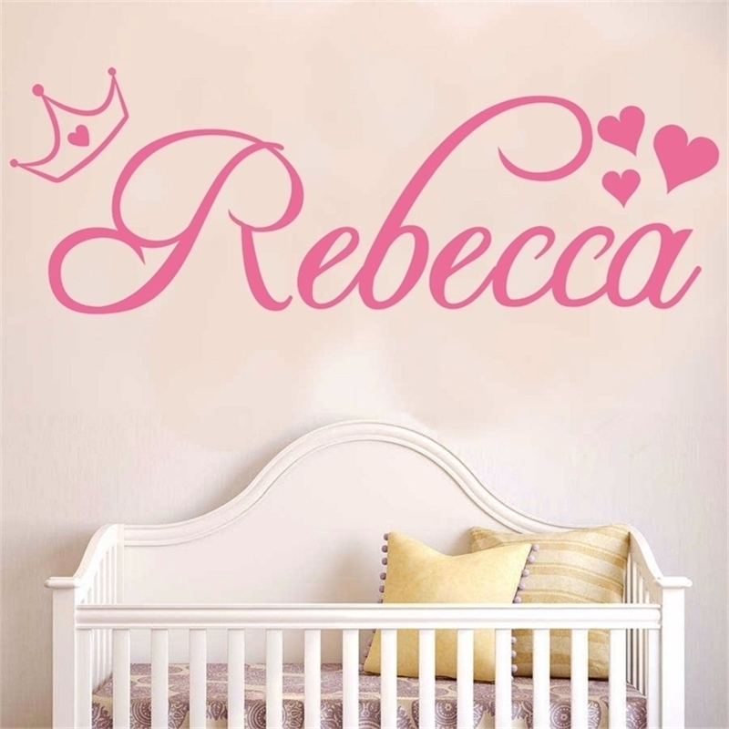 

Crown Vinyl Wall Stickers Heart Home Decor Mural Wallpaper Custom Name Made Name Art Kids Room Butterfly Decals C335 211124