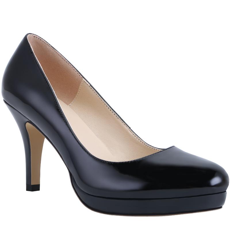 

Dress Shoes Women Pumps 9cm Patent Leather High Heels Fashion Round Toe Office Lady Platform Black Work Red Wedding 168-2PA