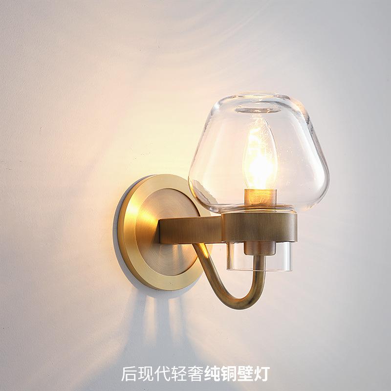 

loft crystal wall lamp crystal wall sconce lighting blue light glass ball wood aisle dining room living room lamp