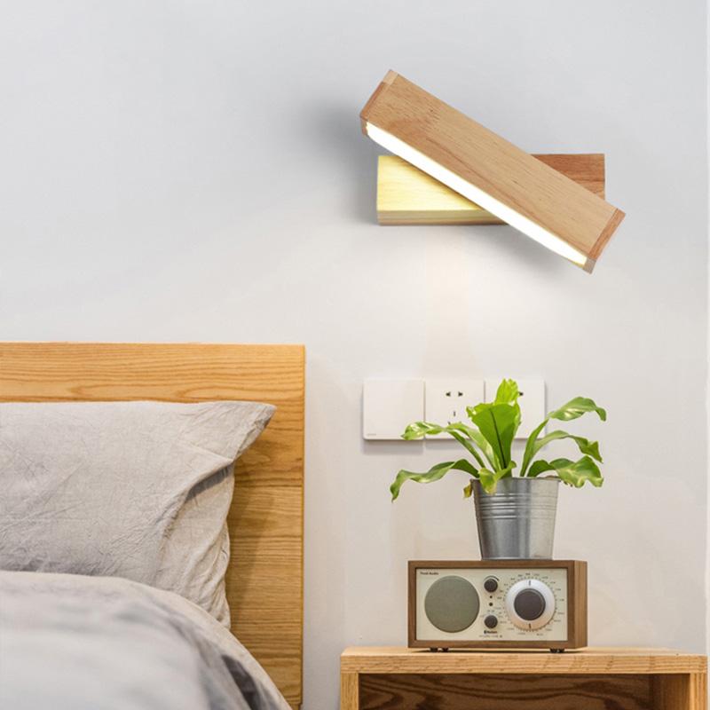 

Wooden Simple Creative Indoor Wall Light 10W Led Bedroom Bedside Decoration Nordic Design Living Room Hotel Rotate wall lamps