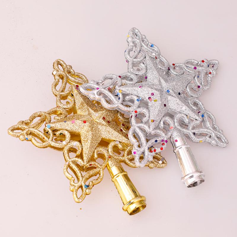 

Christmas Decorations Glitter Tree Top Decoration Star Hollow Art Five Pointed Home Xmas Wedding Party Ornaments Year Decor