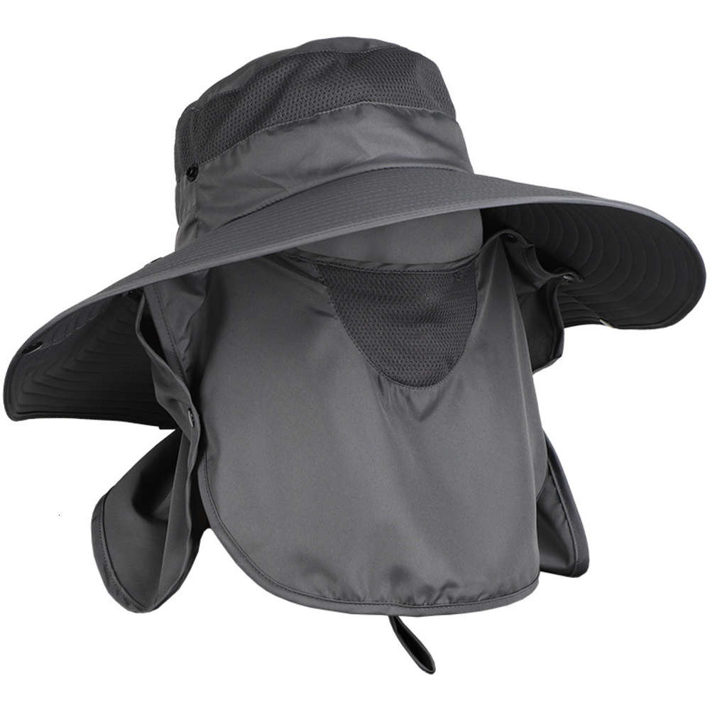 

Enlarge brim 360 degree sunscreen outdoor hat men's sunshade waterproof fishing mountaineering, Blue;gray