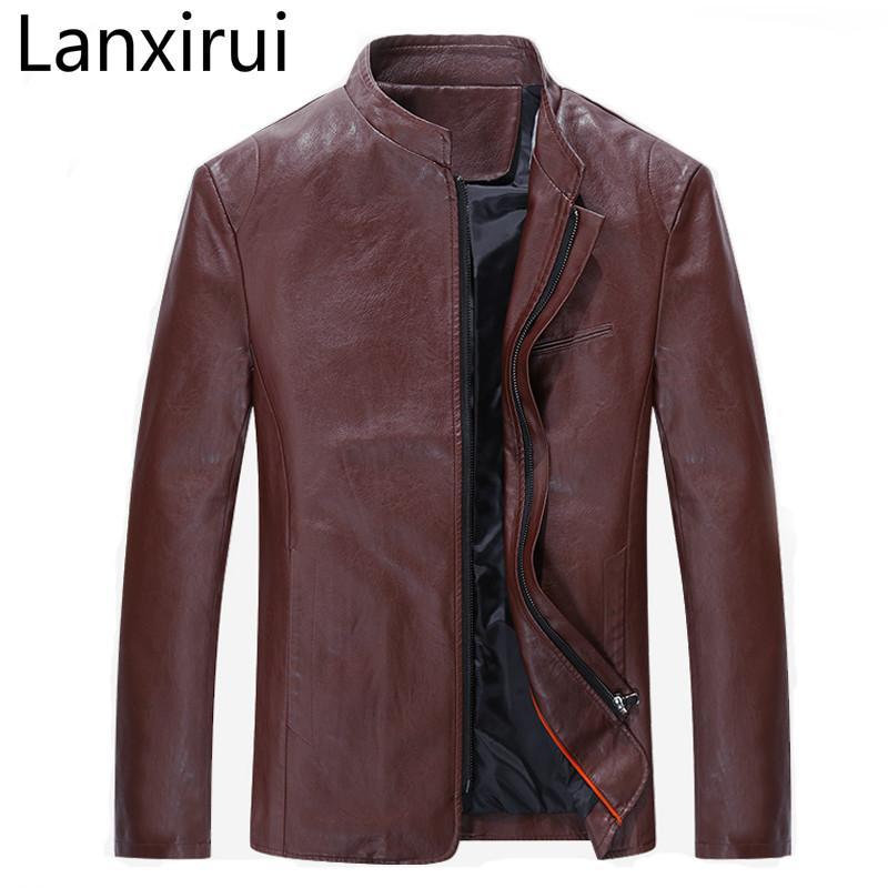 

Men's Fur & Faux Plus Size 5xl Fashion Men Leather Jackets Coat Slim Fit Brand Red Suede Jaqueta De Couro Masculina Mj329, Black