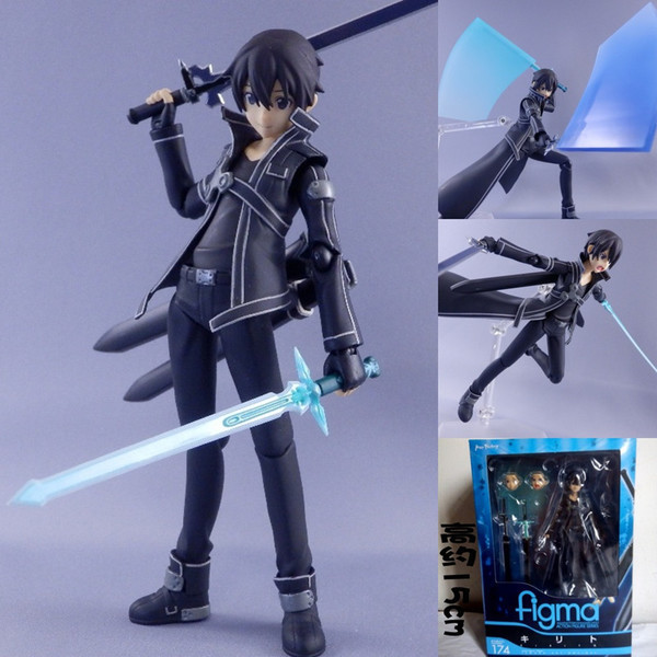 

Figma 174 Sword Art Online SAO Kirito Japanese Anime Action Figures Model Toy Birthday Gifts Hot Sell Q0621, Without retail box
