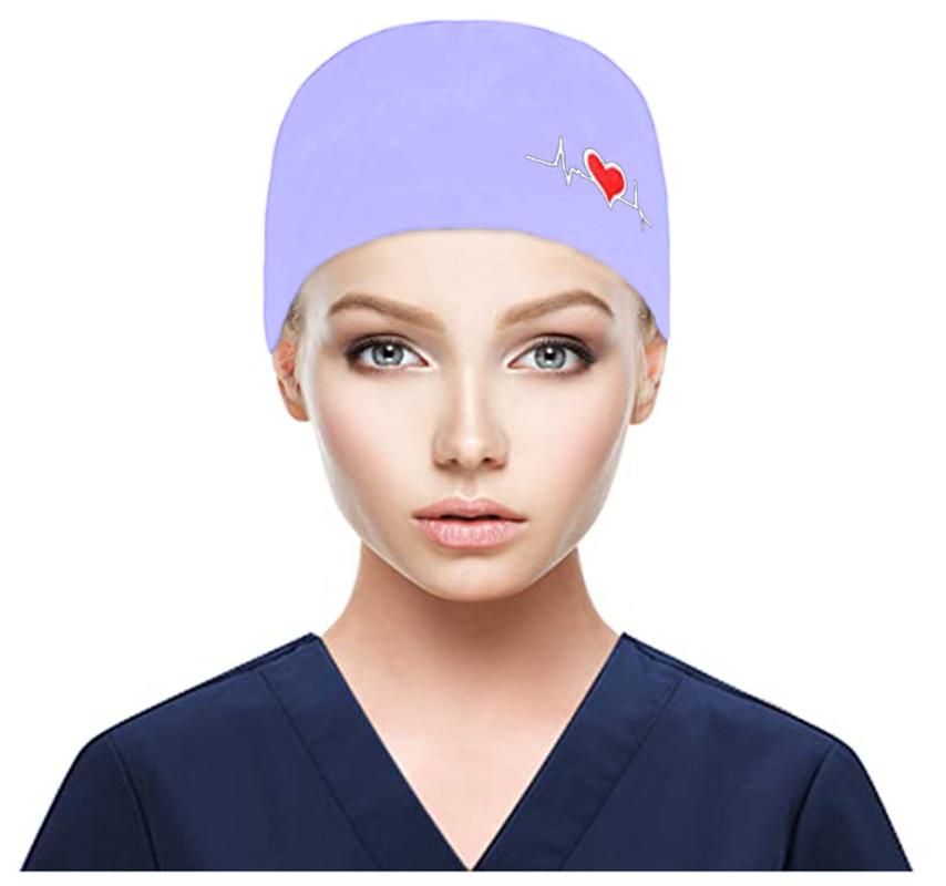 

Beanies Cap With Buttons Bouffant Print Hat Sweatband For Womens And Mens Unisex Cotton Printed Operating Room
