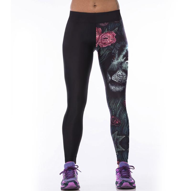 

Women's Leggings Fitness Women 3D Lionhead Rose Sporting Elastic Pants Slim Fit Leggins Trousers, As picture