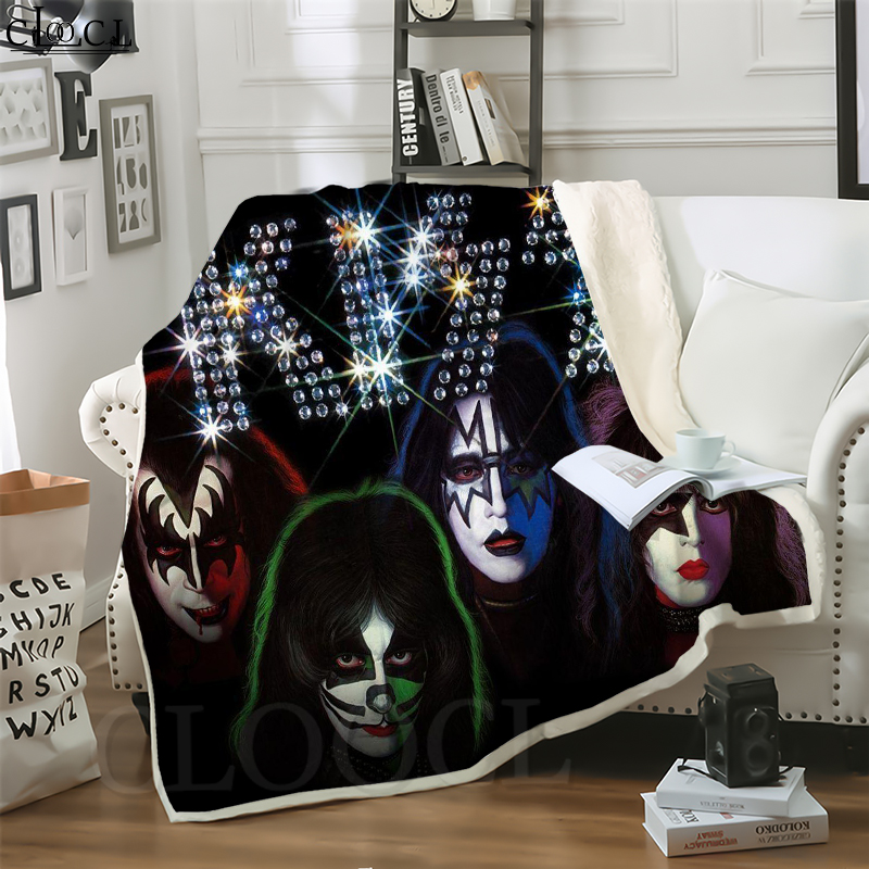 

CLOOCL New Hair Metal Kiss Band 3D Print Harajuku Air Conditioning Blanket Teens Bedding Throw Blankets Plush Quilt