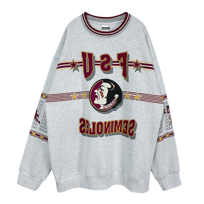 

2021 Vintage Japan Style Light Gray Letter Print Sweatshirt Women Cotton Oversized Crewneck Kawaii Autumn Pullovers Teens Girls B7xd, Light grey