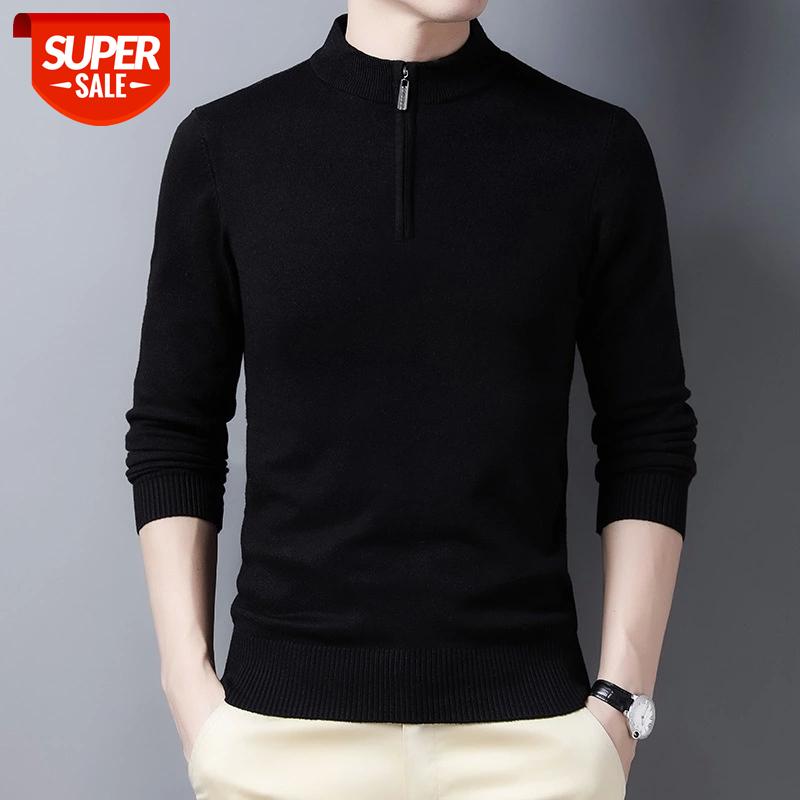 

Sweater Men Pullover Mens Half Zipper Turtleneck Sweaters Man Causal Knit Sweater Half Men Turtleneck Fashion Pullovers #Ms8c, White;black