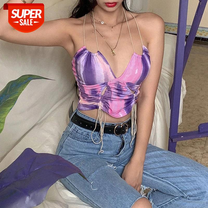 

summer sexy low cut Graphics tees tassel crop tops women camisole 2021 casual club street wear tank top sweet vest female #t293, White