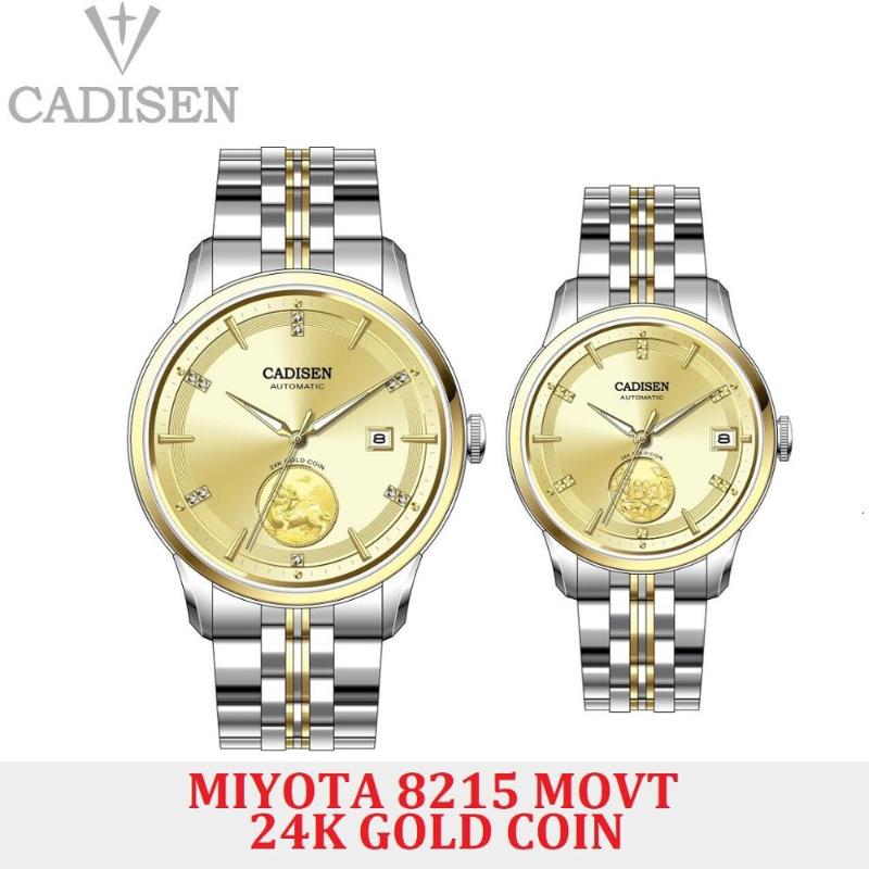 

Wristwatches CADISEN Lovers Watch Automatic Mechanical Men WristWatch MIYOTA 8215 Movt Sapphire Glass Men's Watches Date 24K Gold Coin Clock, Men size