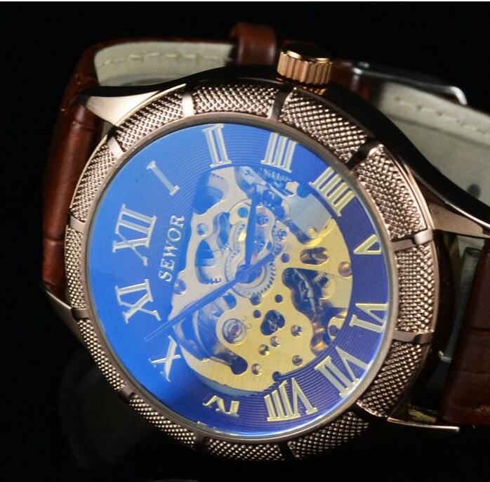 SEWOR mechanical watch Automatic movement watch Leather strap men's casual fashion watch SEW07-image-661900429