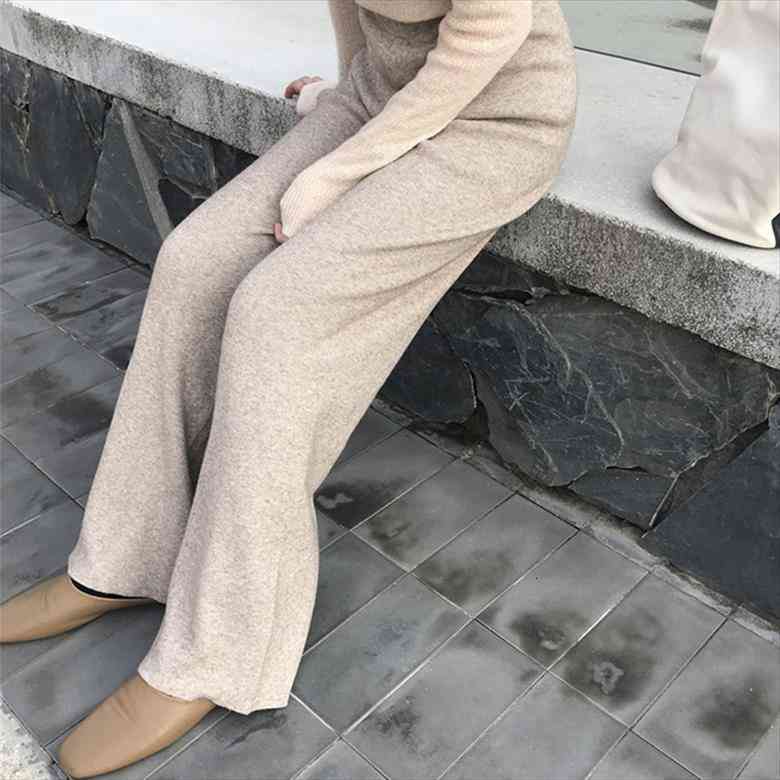 

y2k winter thicken pencil women capri wool autumn high waist trousers soft good fabric cotton streetwear, Black;white