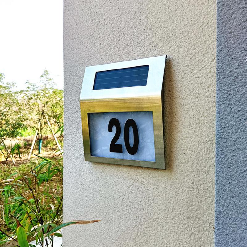 

Solar Lamps 2021 Lights Outdoor Lamp House Number Sign Lighted LEDs Doorplate Light For Home Street Garden