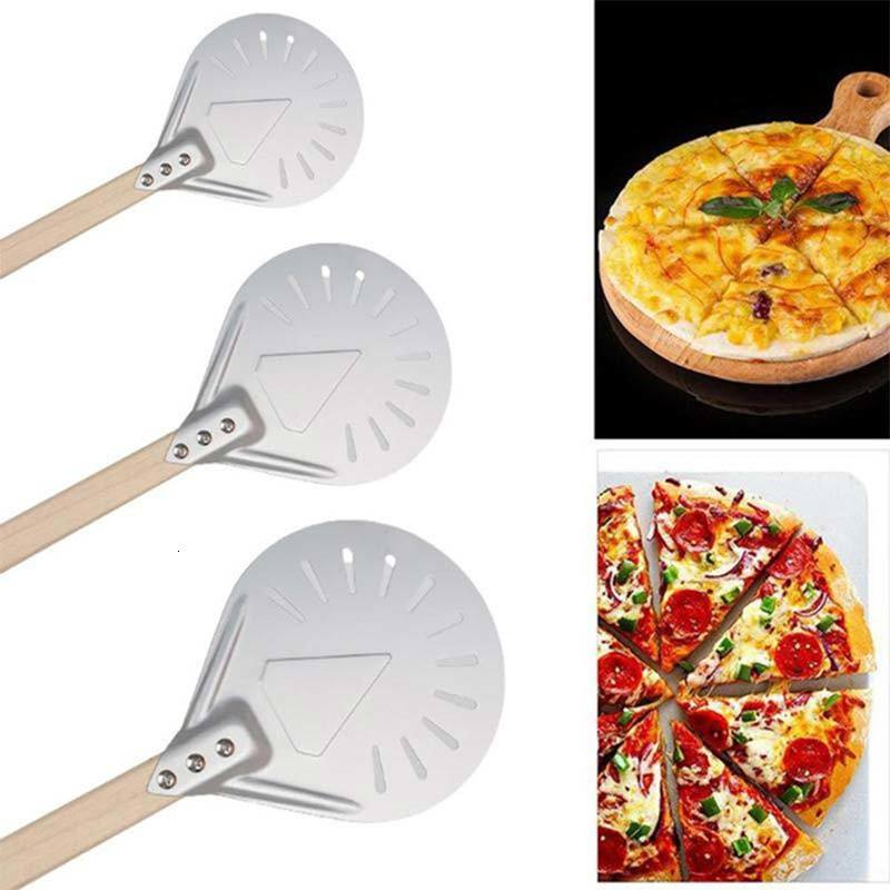 

2021 New 7.8.9 Inch Perforated Shovel Aluminum Wood Paddle Pizza Tool Non Slip Handle Knpw