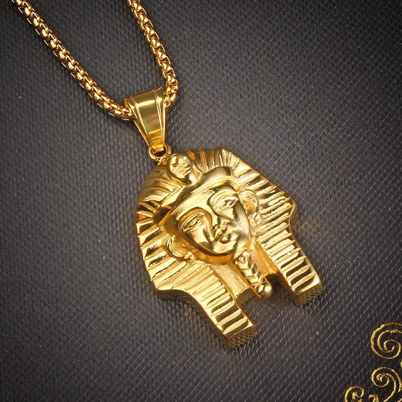 

Pendant Necklaces Personality Retro Titanium Steel Men Women Necklace Egyptian Pharaon Sphinx Trendy Creative Jewelry, Silver