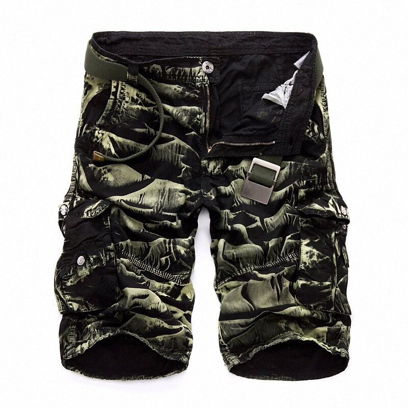 Men's Cargo Casual / Sporty Chinos Tactical Cargo Short Pants Daily Sports Inelastic Camouflage Solid Color Mid Waist Red 36 / Summer T2Hs#